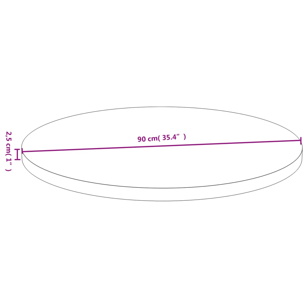 vidaXL Bordplate Ø90x2,5 cm bambus