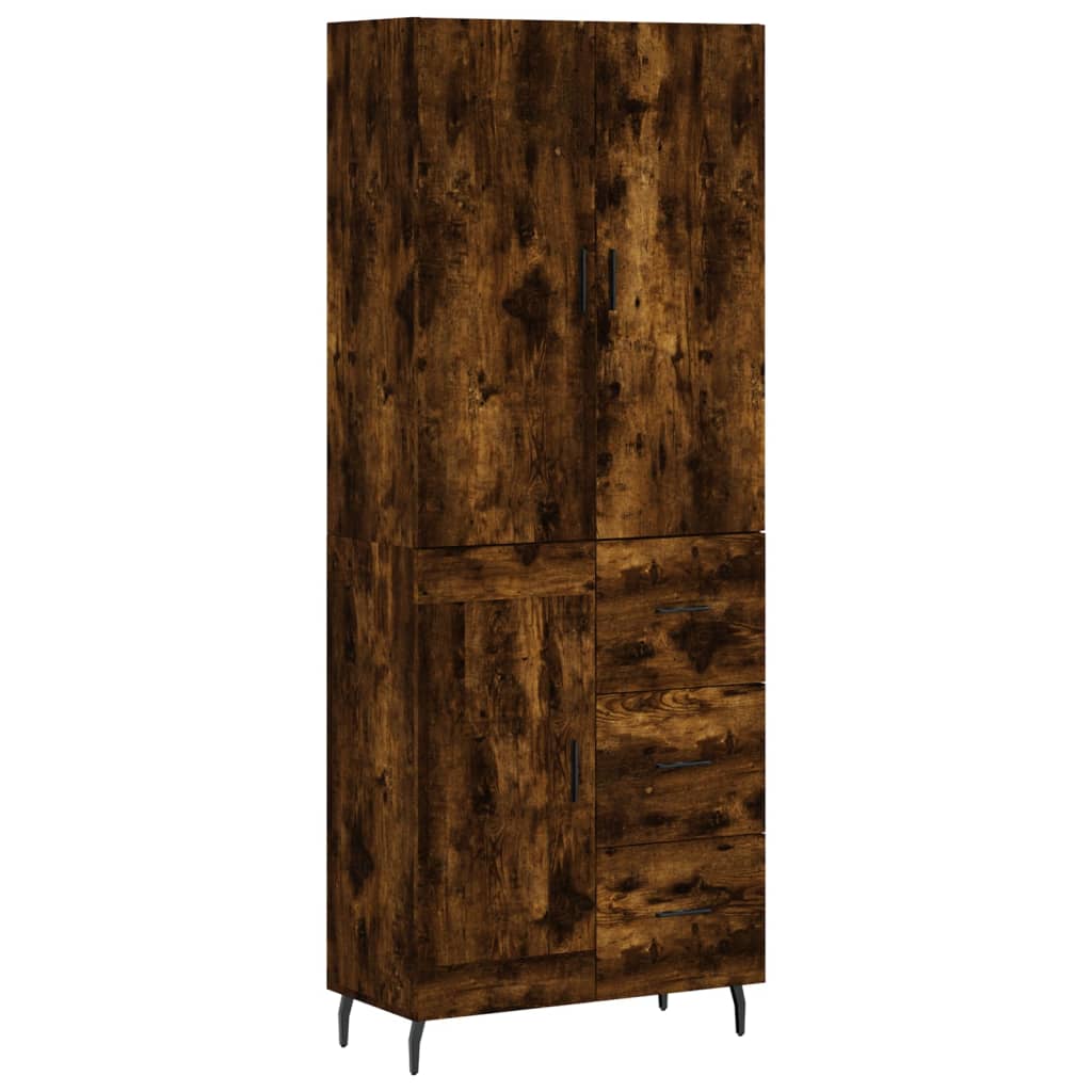 vidaXL Highboard røkt eik 69,5x34x180 cm konstruert tre