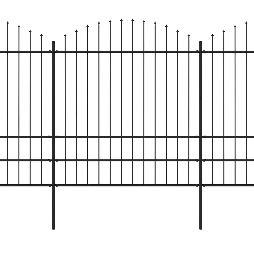 vidaXL Hagegjerde med spydtopp stål (1,75-2)x6,8 m svart