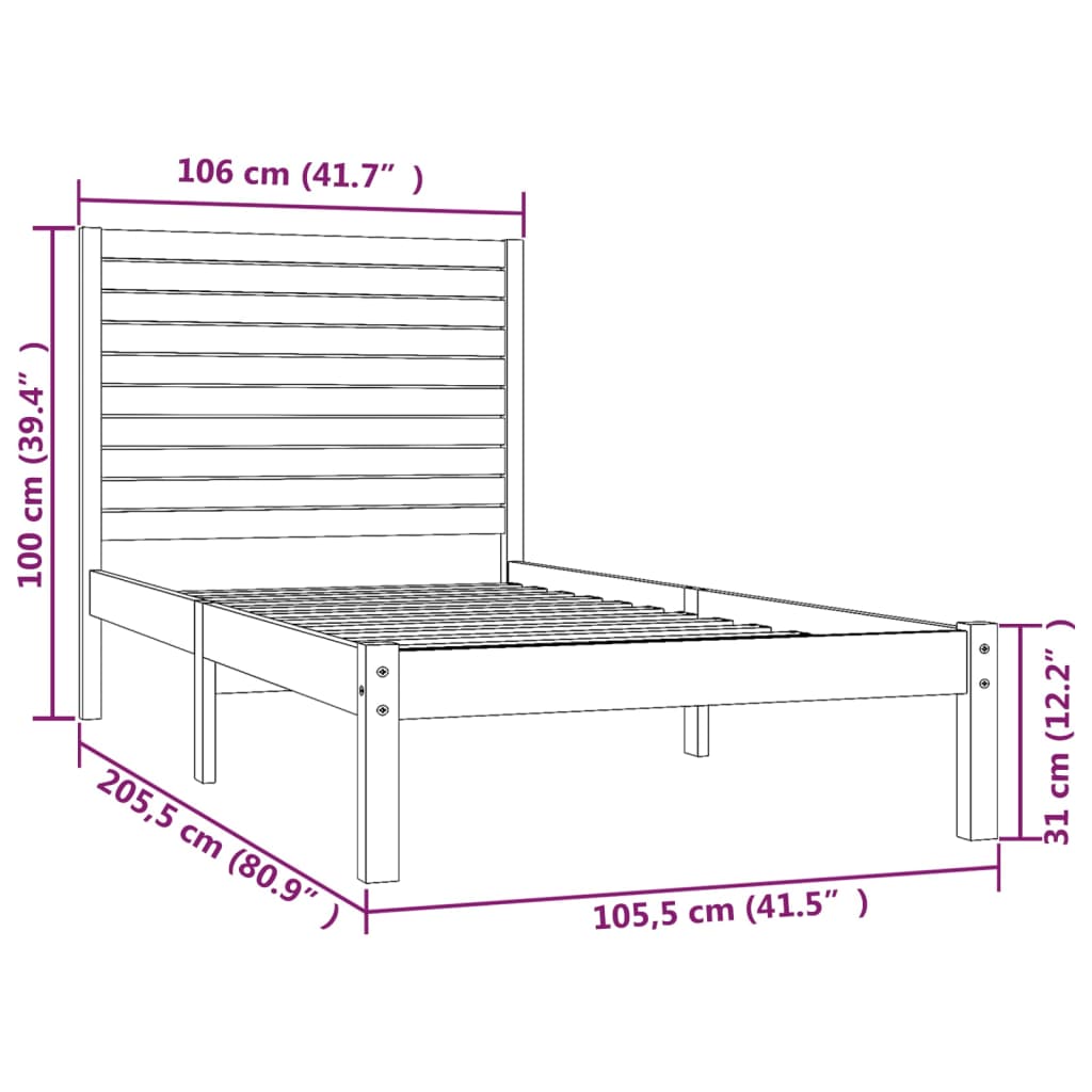 vidaXL Sengeramme hvit heltre 100x200 cm