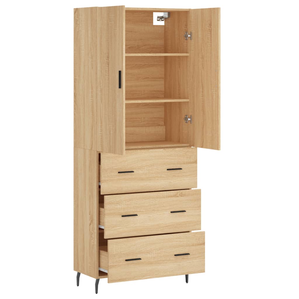 vidaXL Highboard sonoma eik 69,5x34x180 cm konstruert tre