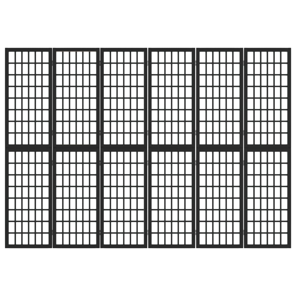 vidaXL Sammenleggbar romdeler 6 paneler japansk stil 240x170 cm svart