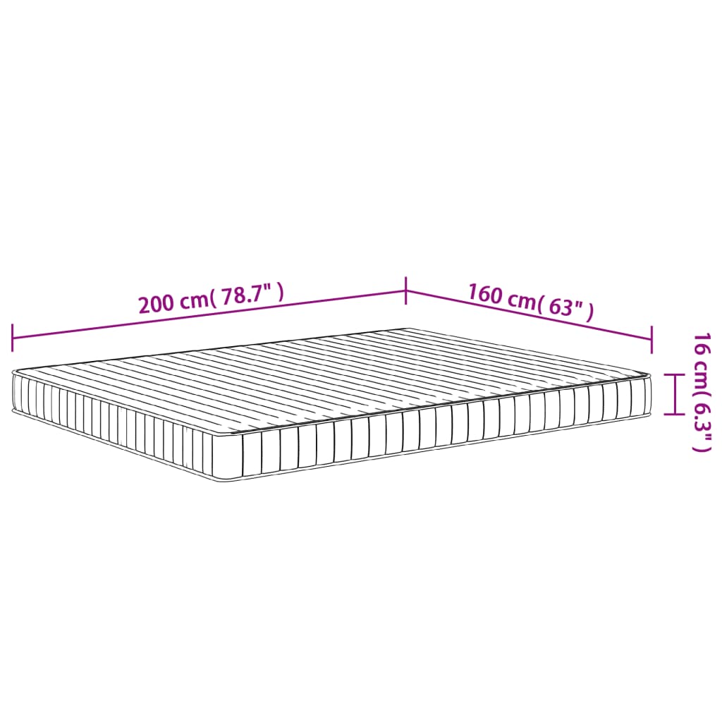 vidaXL Skummadrass middels myk 160x200 cm