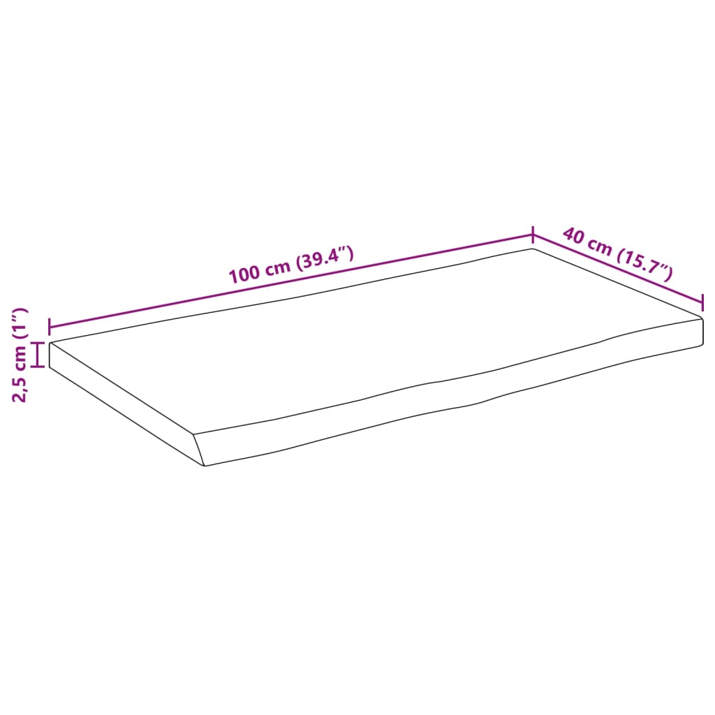 vidaXL Bordplate 100x40x2,5 cm naturlig kant heltre mango