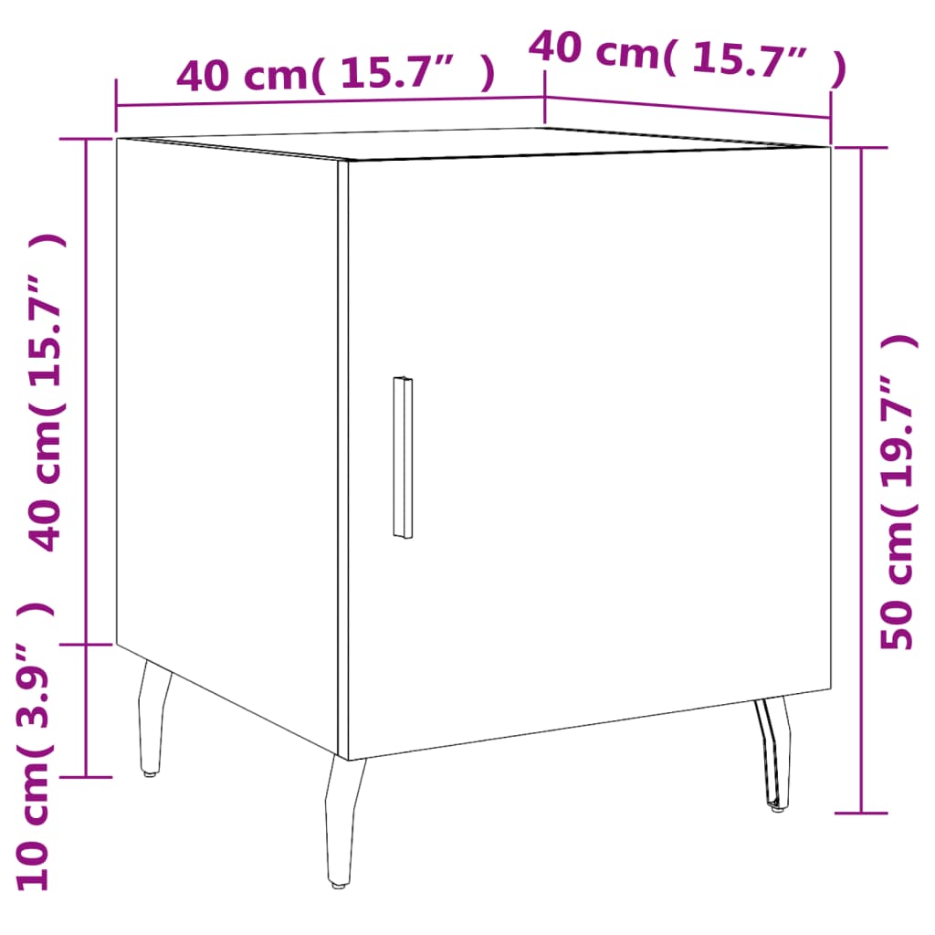 vidaXL Nattbord 2 stk svart 40x40x50 cm konstruert tre