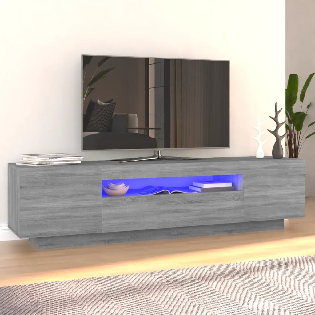 vidaXL TV-benk med LED-lys grå sonoma 160x35x40 cm
