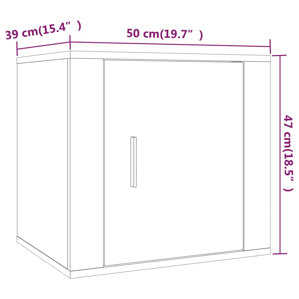 vidaXL Nattbord 2 stk høyglans hvit 50x39x47 cm