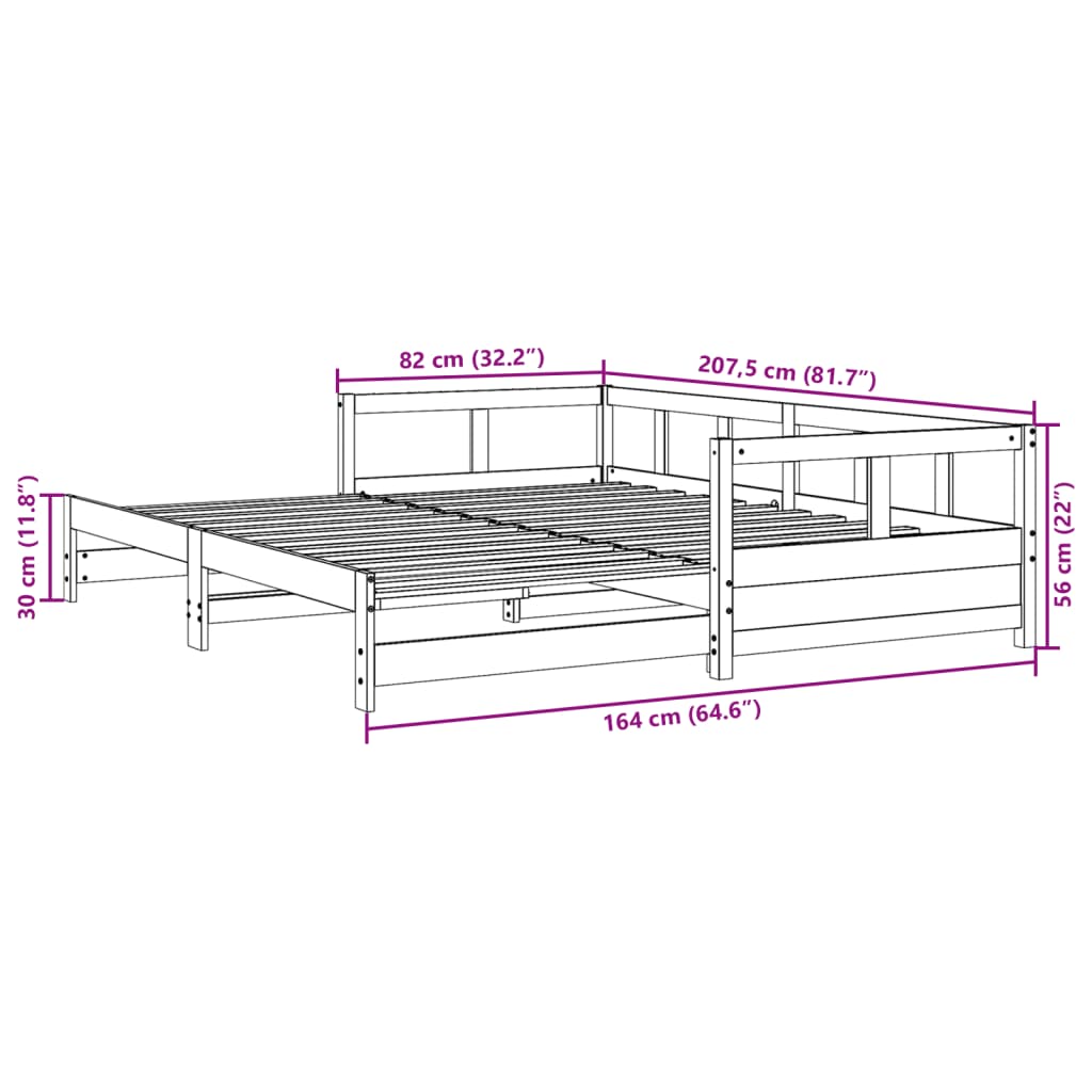 vidaXL Dagseng uten madrass 80x200 cm heltre furu