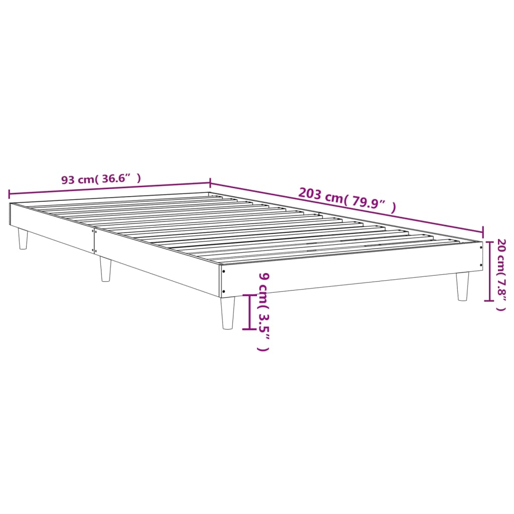 vidaXL Sengeramme svart 90x200 cm konstruert tre