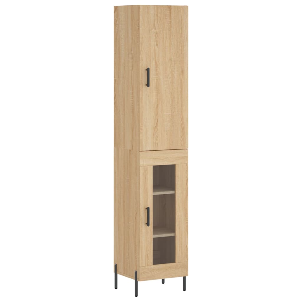 vidaXL Highboard sonoma eik 34,5x34x180 cm konstruert tre