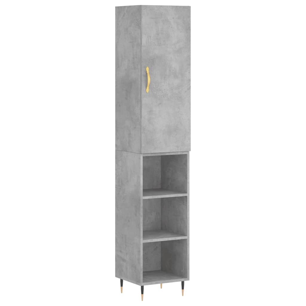 vidaXL Highboard betonggrå 34,5x34x180 cm konstruert tre