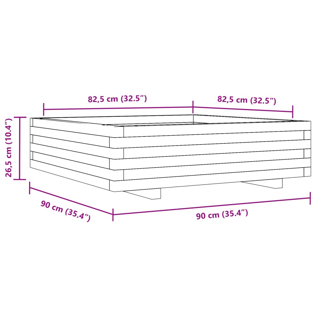 vidaXL Plantekasse 90x90x26,5 cm heltre douglasgran