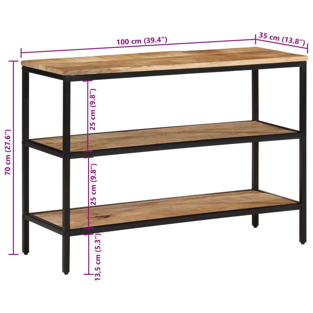 vidaXL Konsollbord 100x35x70 cm grovt heltre mangotre