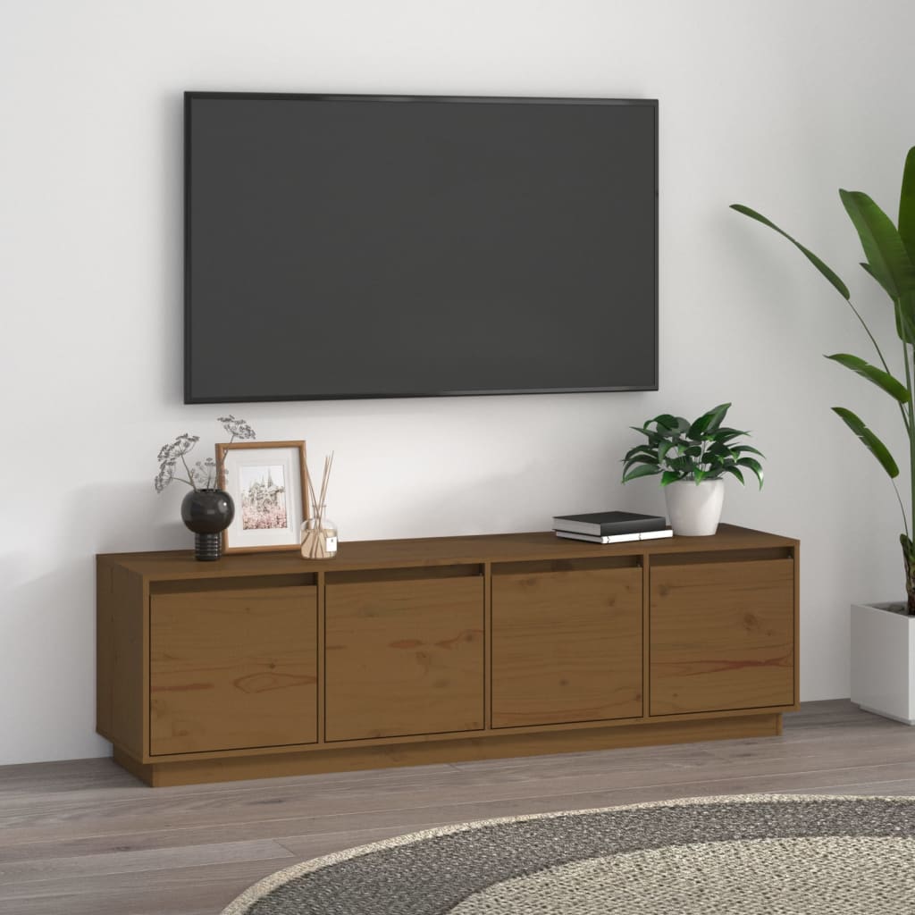 vidaXL TV-benk honningbrun 156x37x45 cm heltre furu