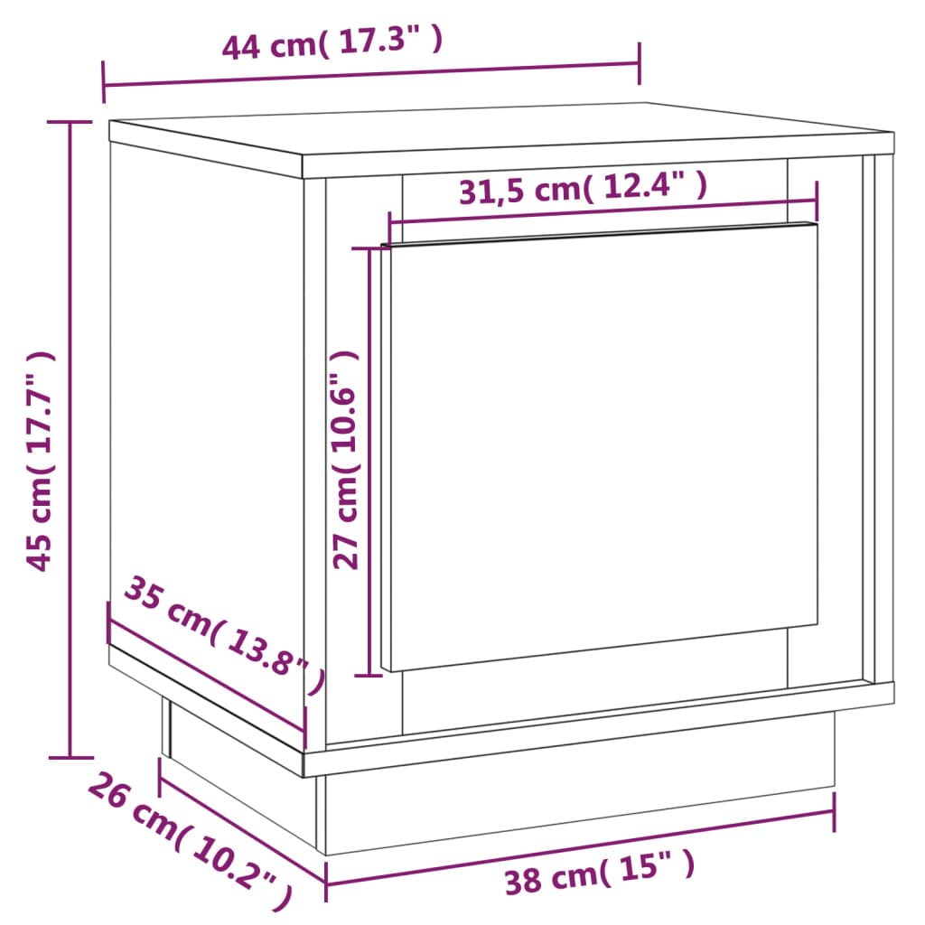 vidaXL Nattbord 2 stk svart 44x35x45 cm konstruert tre