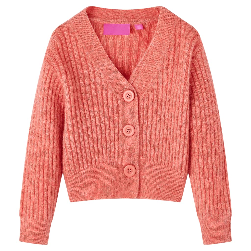 Cardigan for barn strikket medium rosa 140