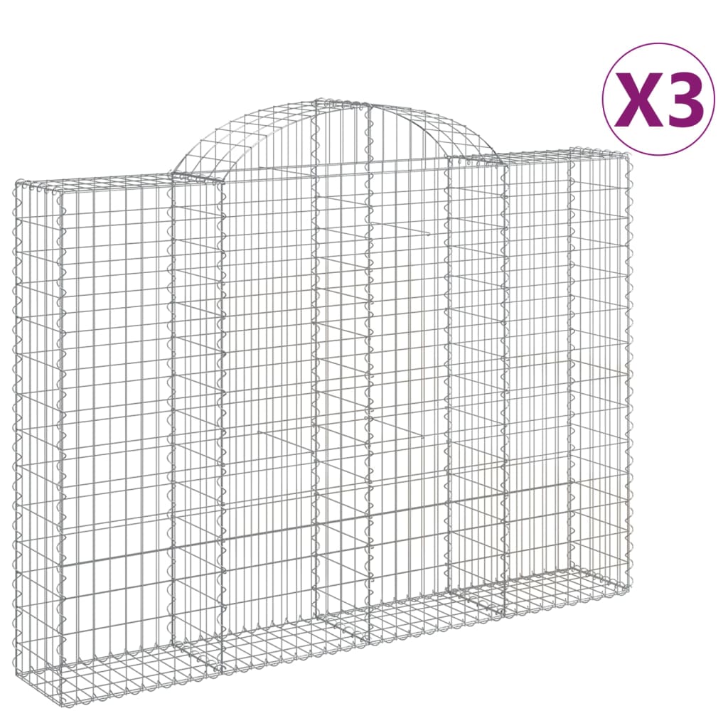 vidaXL Gabionkurver buede 3 stk 200x30x140/160 cm galvanisert jern