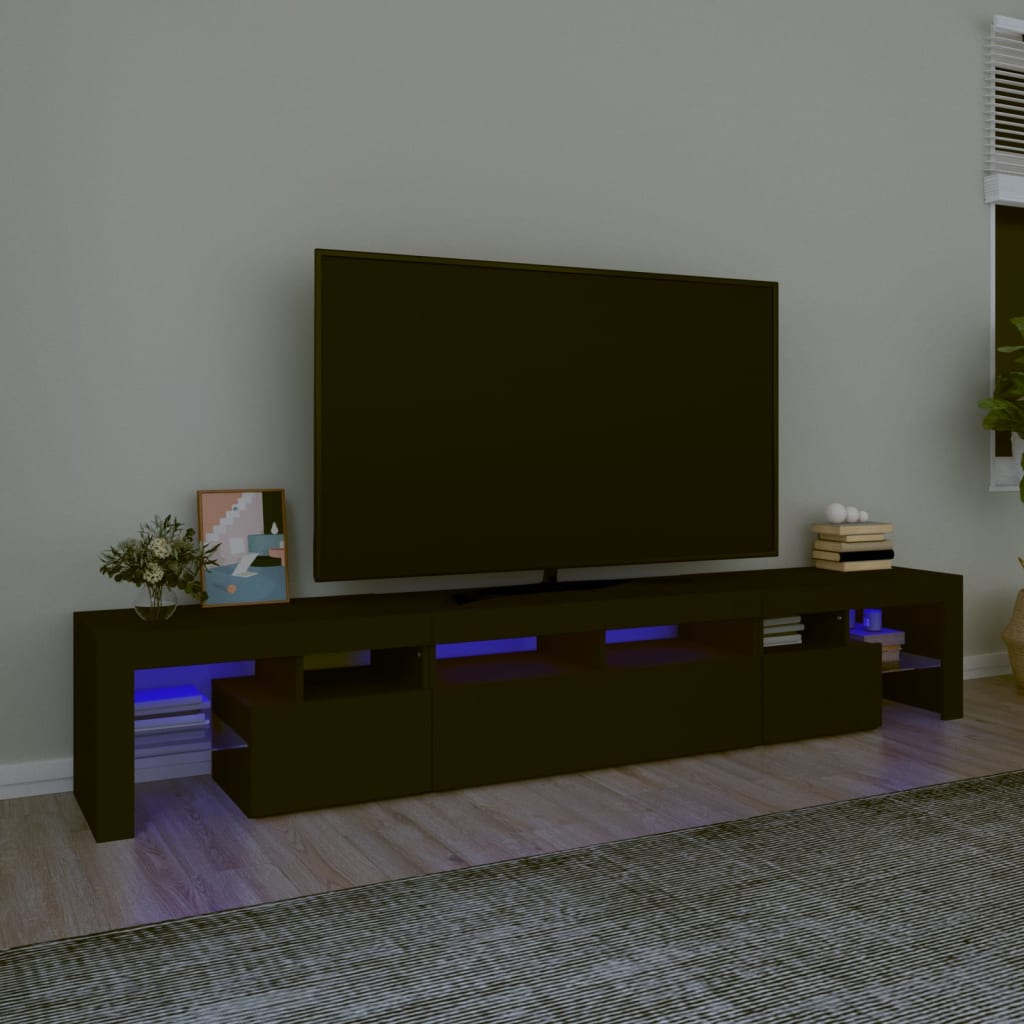 vidaXL TV-benk med LED-lys svart 230x36,5x40 cm