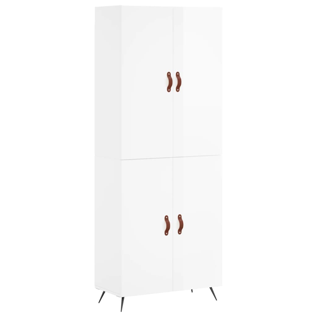 vidaXL Highboard høyglans hvit 69,5x34x180 cm konstruert tre