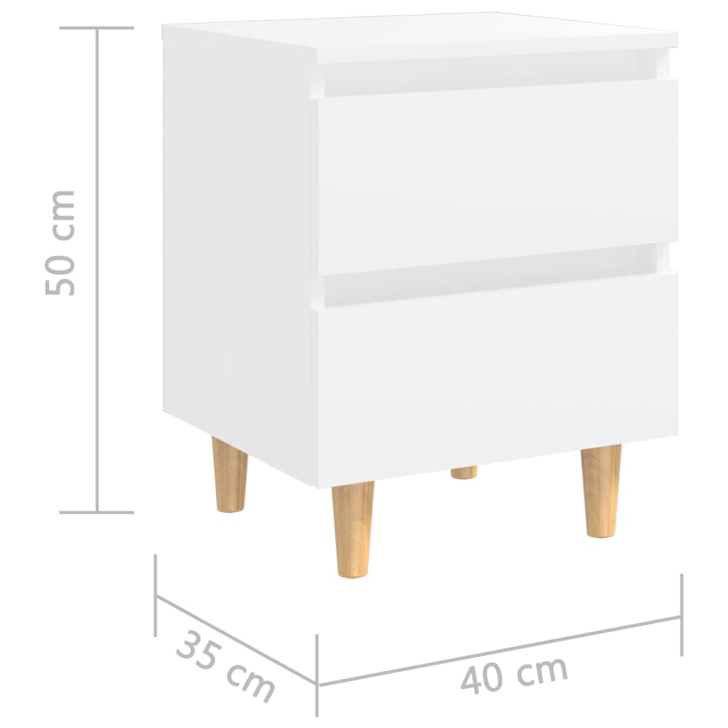 vidaXL Nattbord med heltre furuben hvit 40x35x50 cm