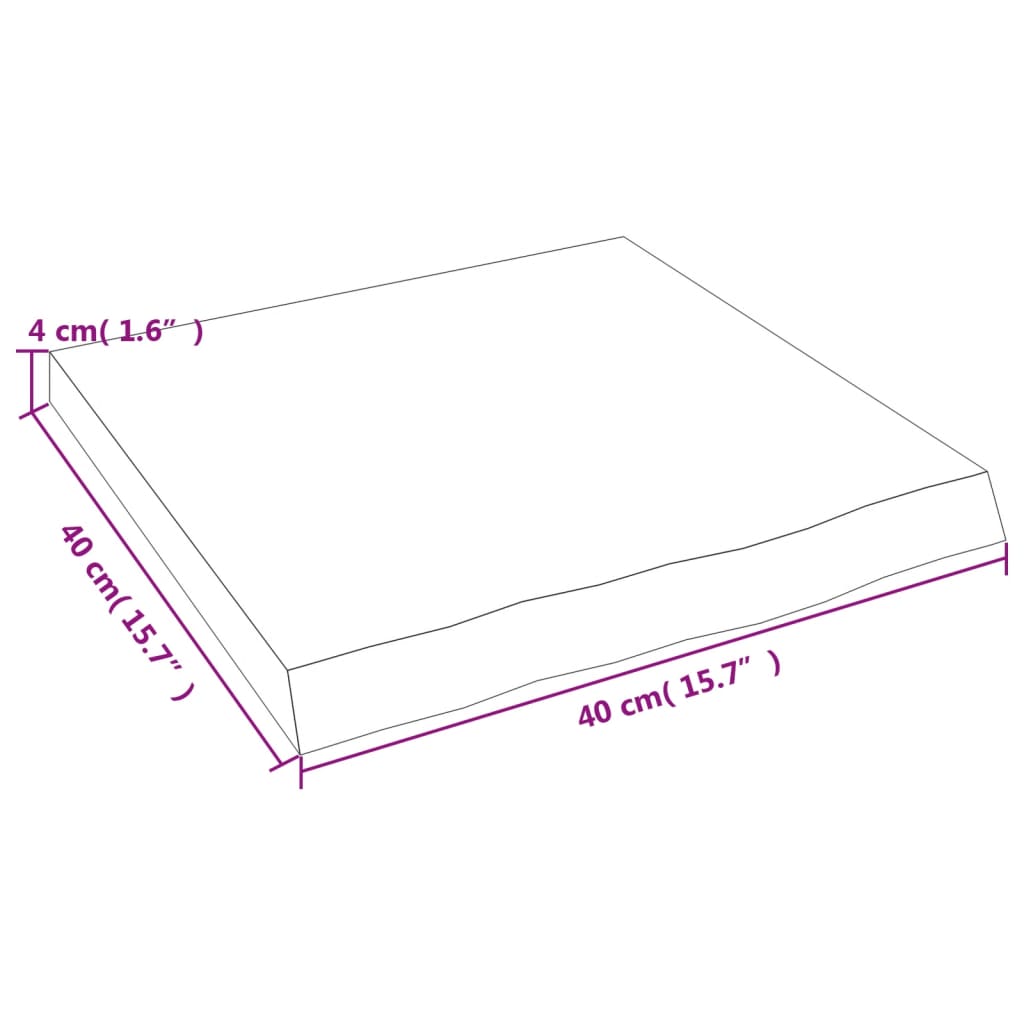 vidaXL Benkeplate til bad lysebrun 40x40x(2-4) cm behandlet heltre