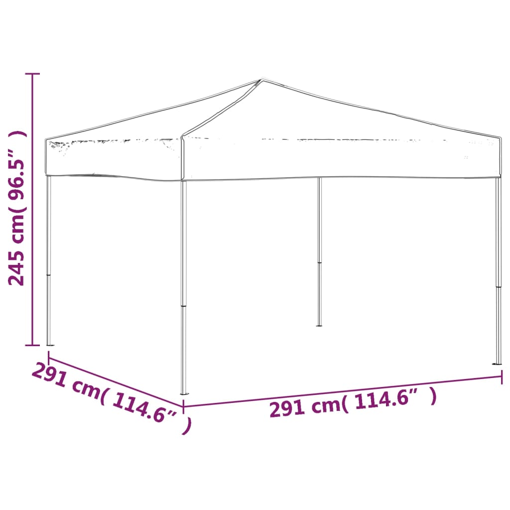 vidaXL Sammenleggbart festtelt kremhvit 3x3 m