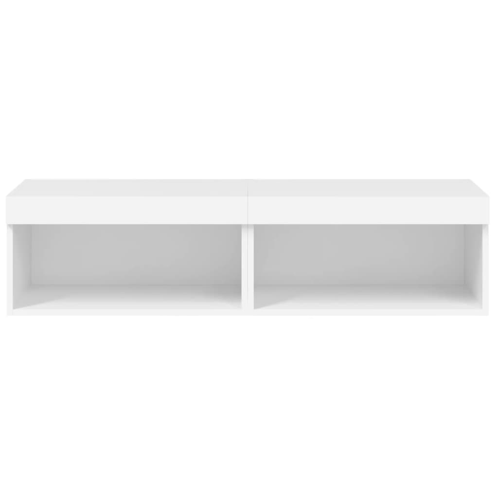 vidaXL TV-benk med med LED-lys 2 stk hvit 60x30x30 cm