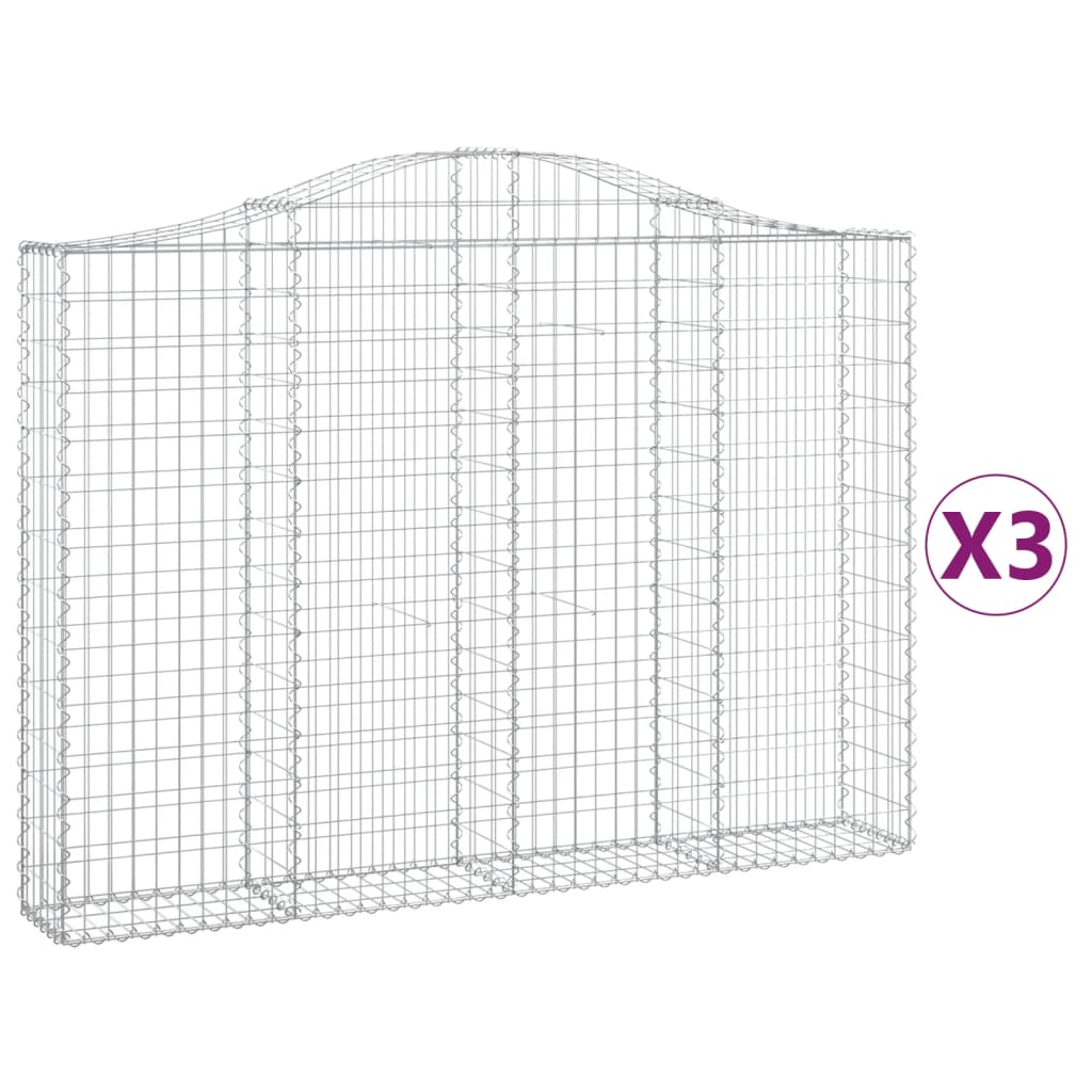 vidaXL Gabionkurver buede 3 stk 200x30x140/160 cm galvanisert jern