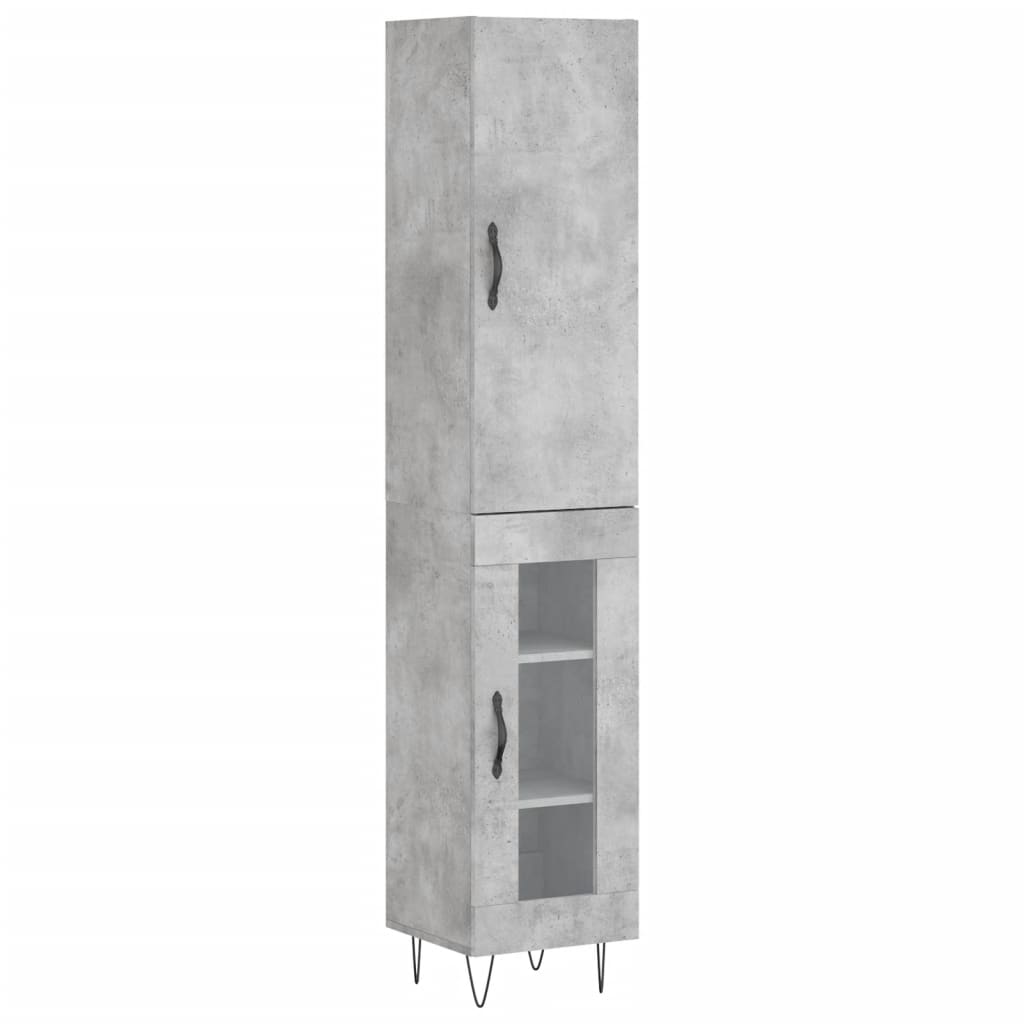 vidaXL Highboard betonggrå 34,5x34x180 cm konstruert tre