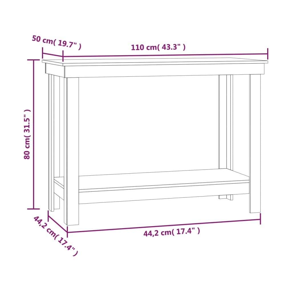 vidaXL Arbeidsbenk 110x50x80 cm heltre furu