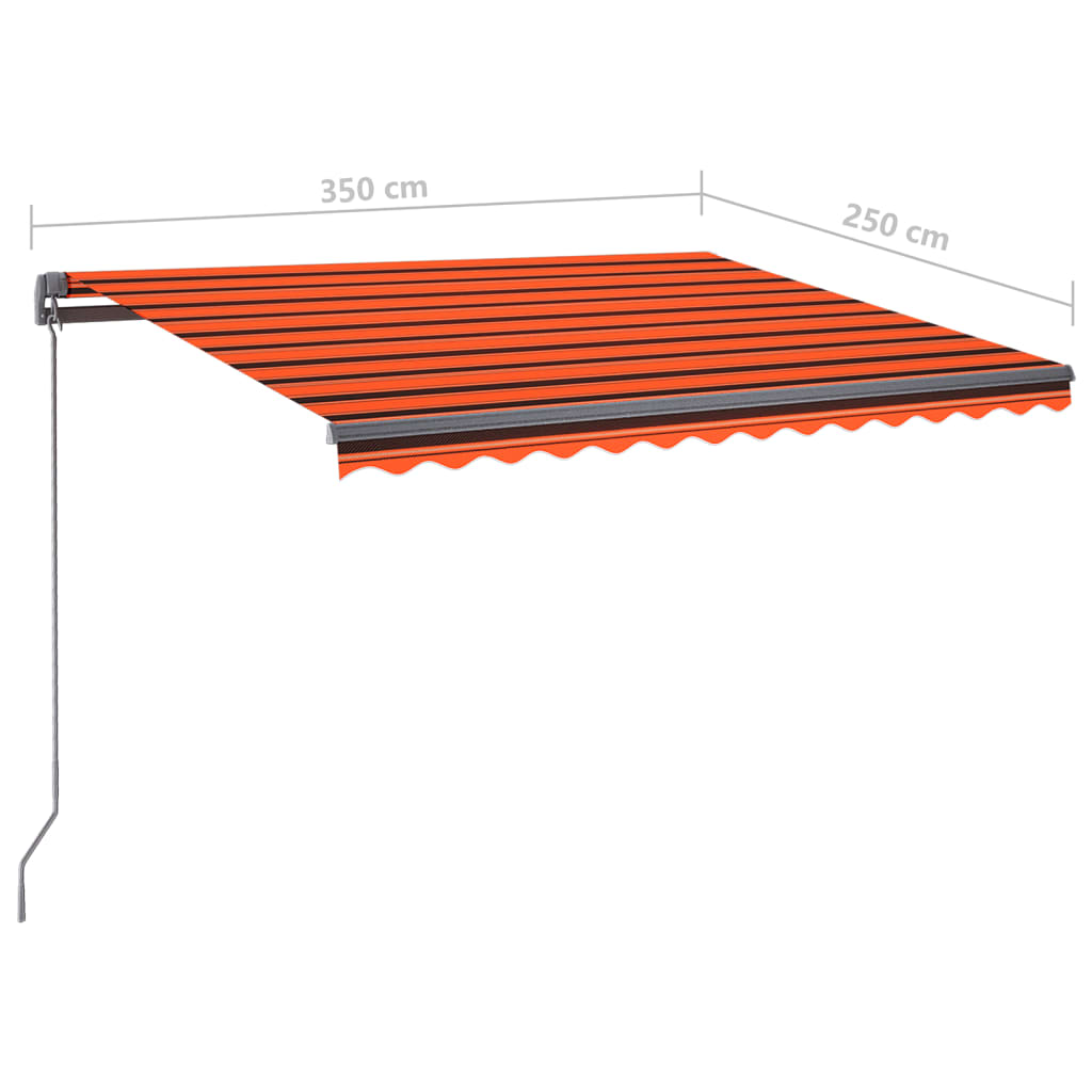 vidaXL Automatisk markise med LED og vindsensor 350x250cm oransje/brun