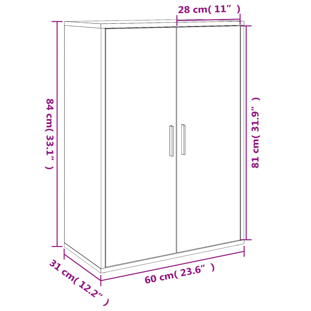 vidaXL Skjenker 2 stk brun eik 60x31x84 cm konstruert tre