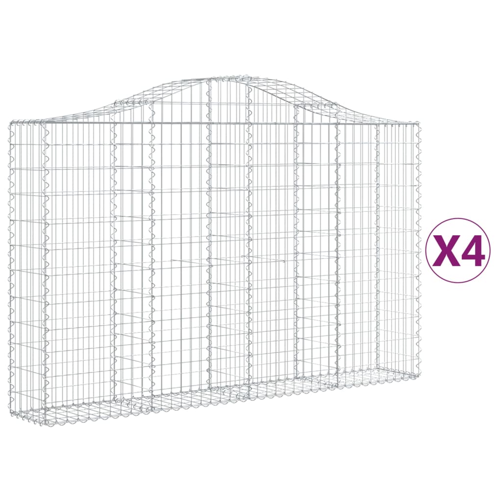 vidaXL Gabionkurver buede 4 stk 200x30x120/140 cm galvanisert jern