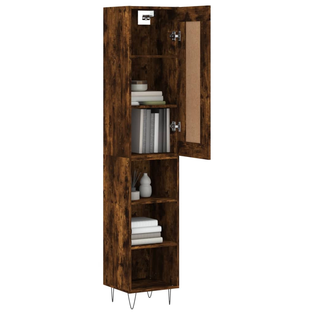 vidaXL Highboard røkt eik 34,5x34x180 cm konstruert tre