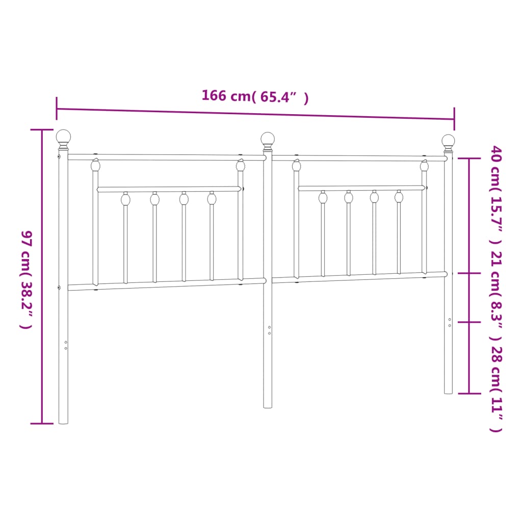 vidaXL Sengegavl i metall hvit 160 cm