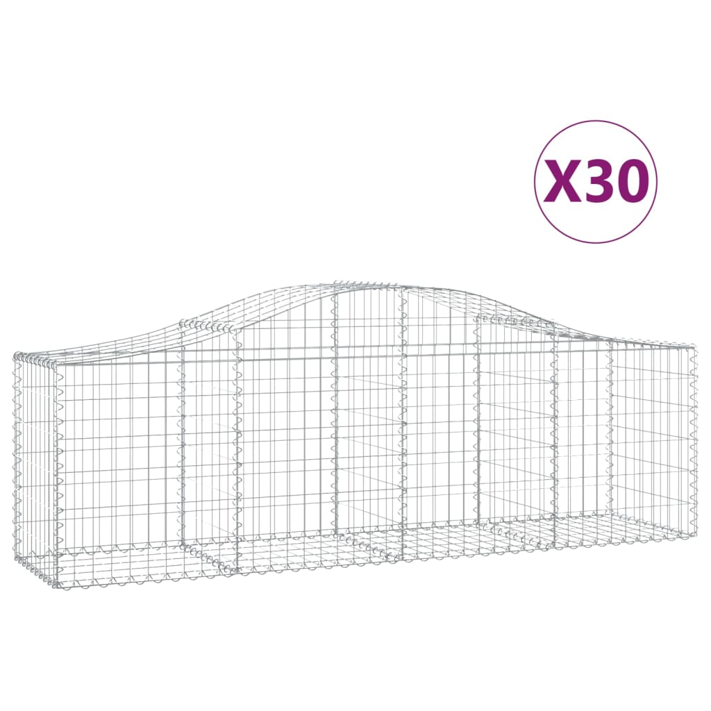 vidaXL Gabionkurver buede 30 stk 200x50x60/80 cm galvanisert jern