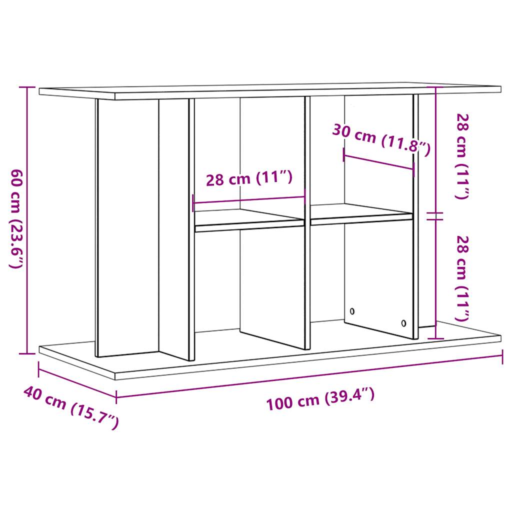 vidaXL Akvariumstativ gammelt tre 100x40x60 cm konstruert tre