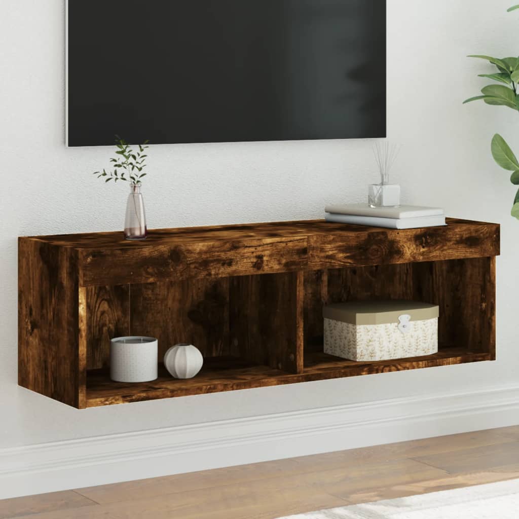 vidaXL TV-benker med LED-lys 2 stk røkt eik 100x30x30 cm