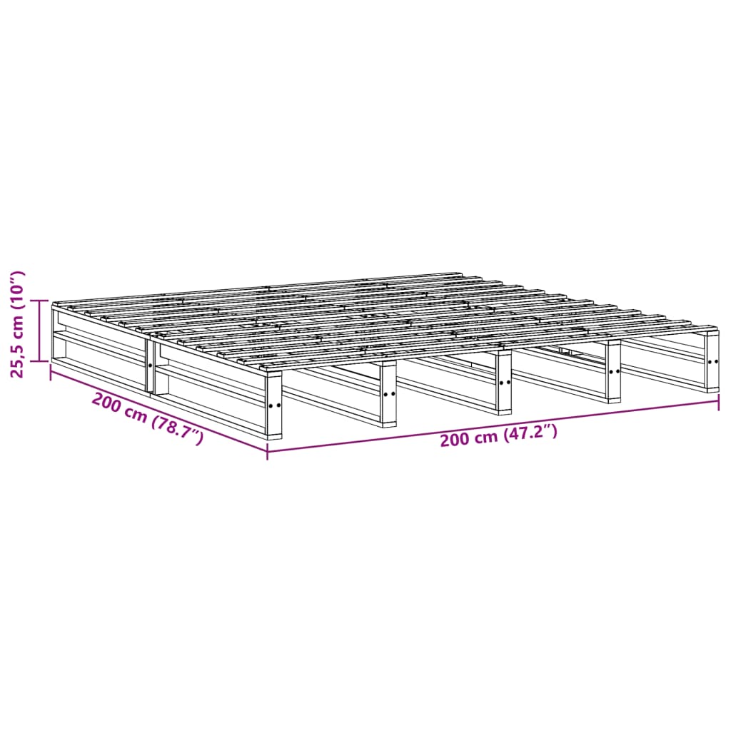 vidaXL Sengeramme med madrass 200x200 cm heltre furu