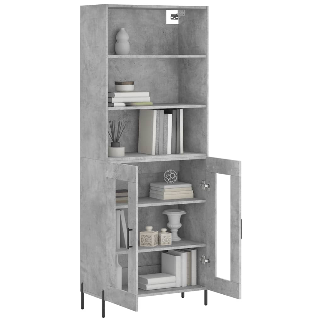 vidaXL Highboard betonggrå 69,5x34x180 cm konstruert tre