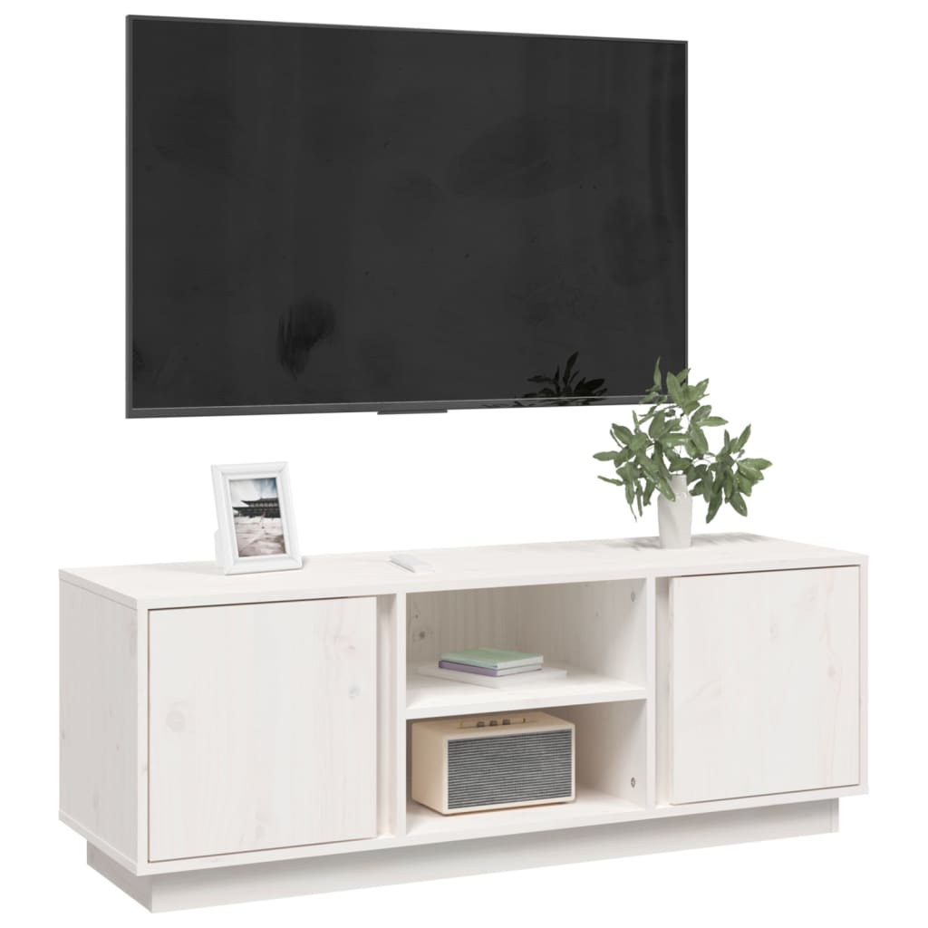 vidaXL TV-benk hvit 110x35x40,5 cm heltre furu