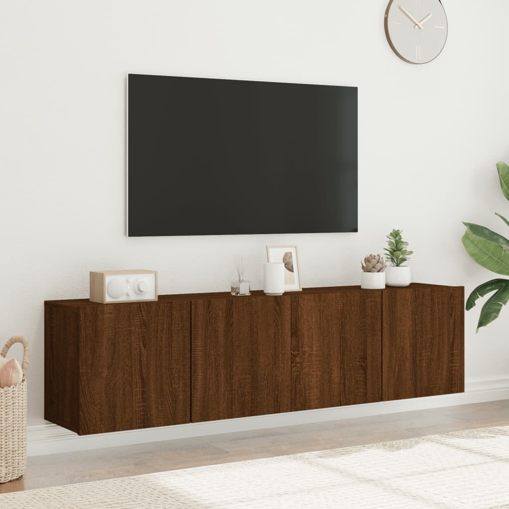 vidaXL Veggmonterte TV-benker 2 stk brun eik 80x30x41 cm