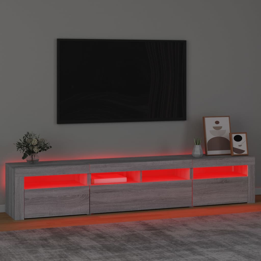 vidaXL TV-benk med LED-lys grå sonoma 210x35x40 cm