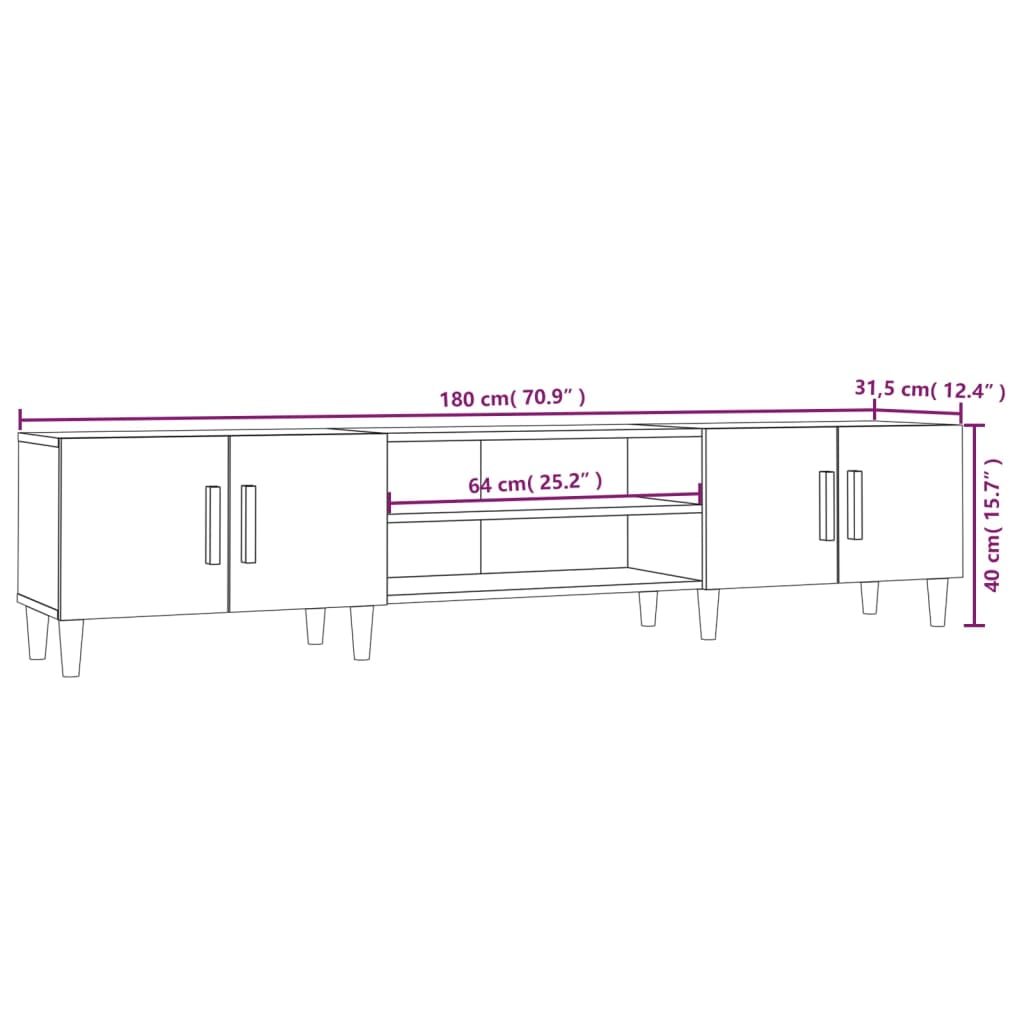 vidaXL TV-benk røkt eik 180x31,5x40 cm konstruert tre