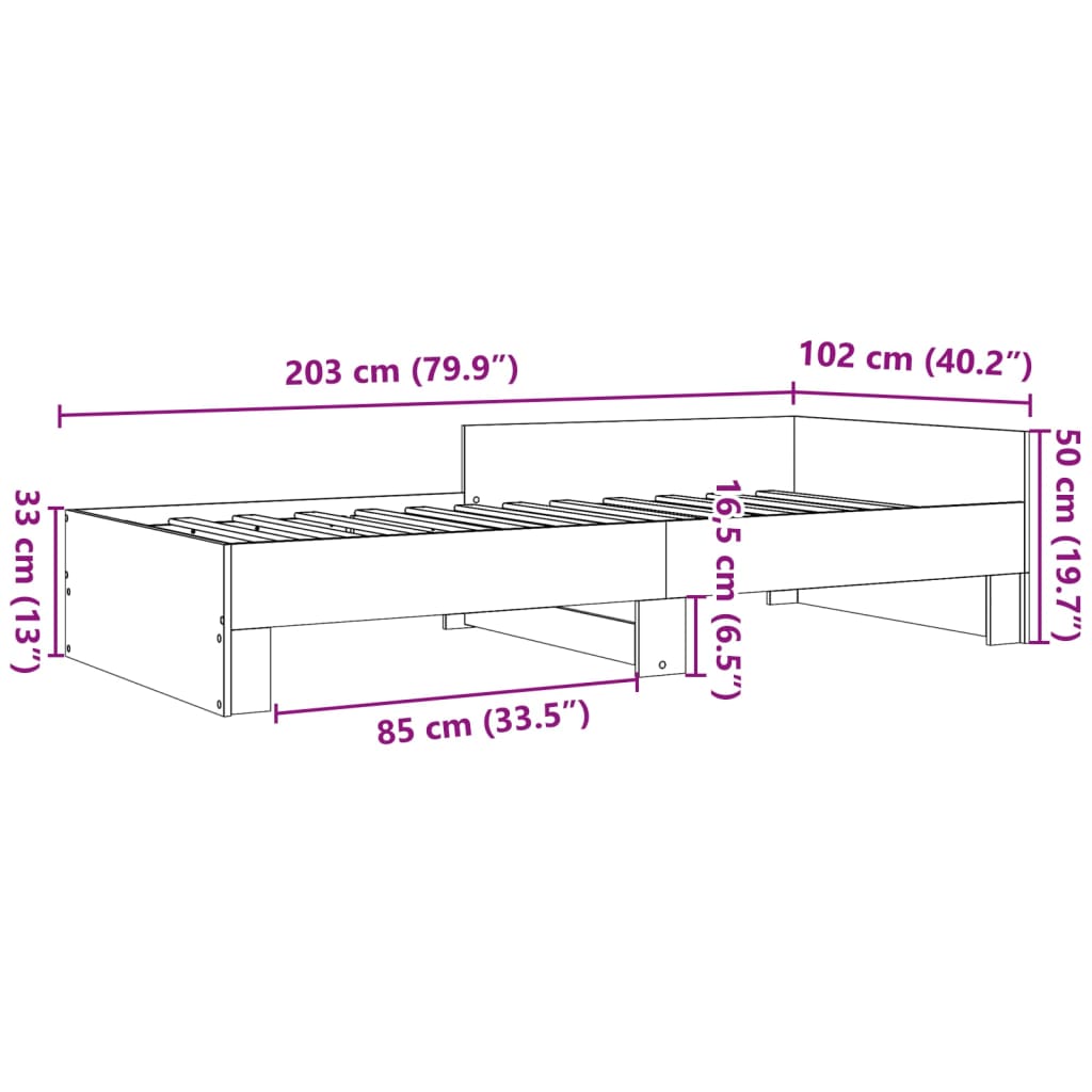 vidaXL Sengeramme uten madrass røkt eik 100x200 cm konstruert tre