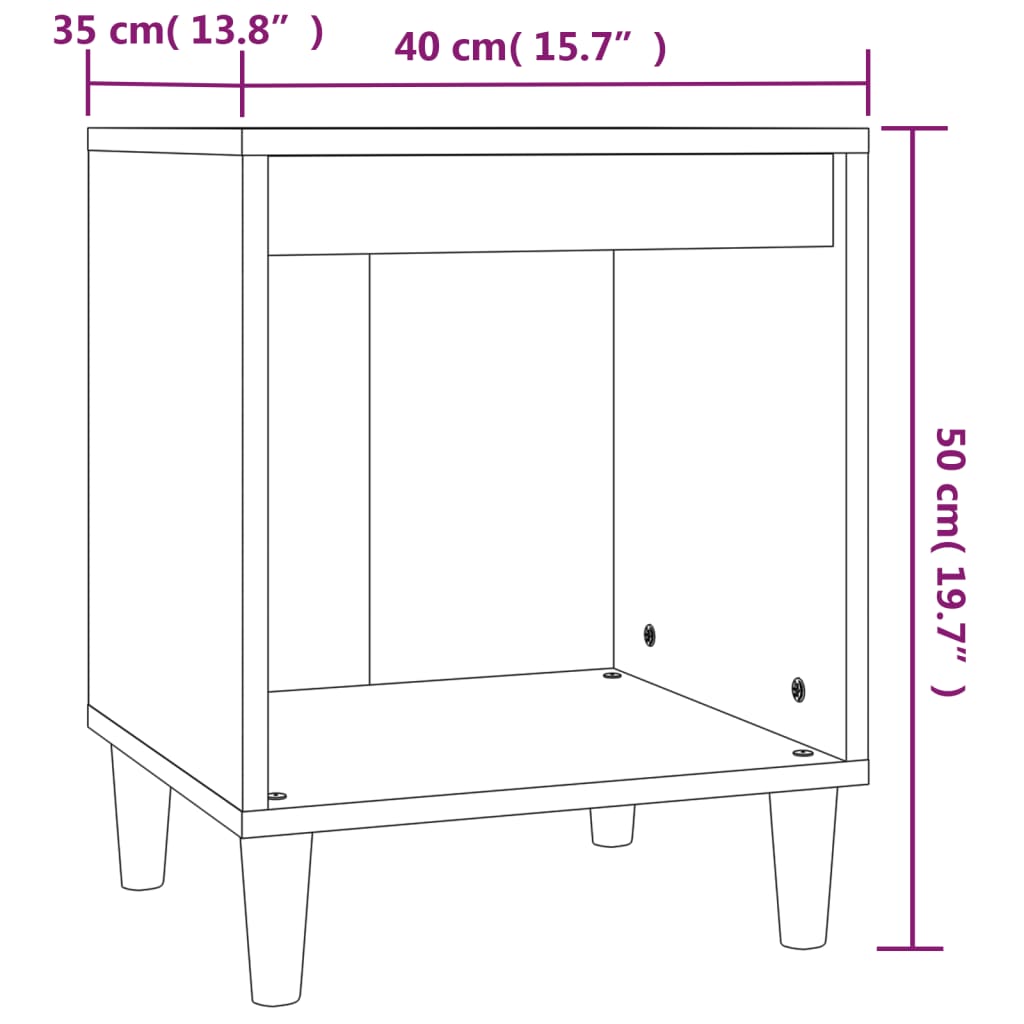 vidaXL Nattbord hvit 40x35x50 cm konstruert tre