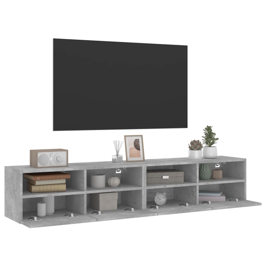 vidaXL Vegghengte TV-benker 2 stk betonggrå 80x30x30 cm konstruert tre