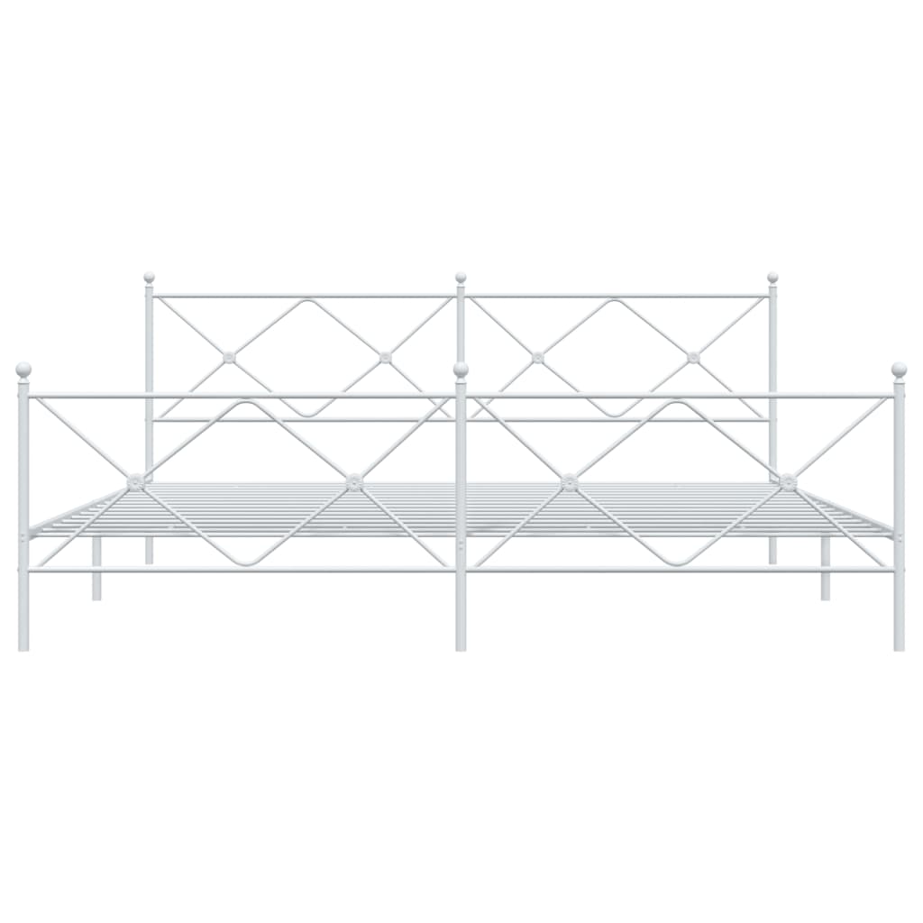 vidaXL Sengeramme i metall med hode- og fotgavl hvit 200x200 cm