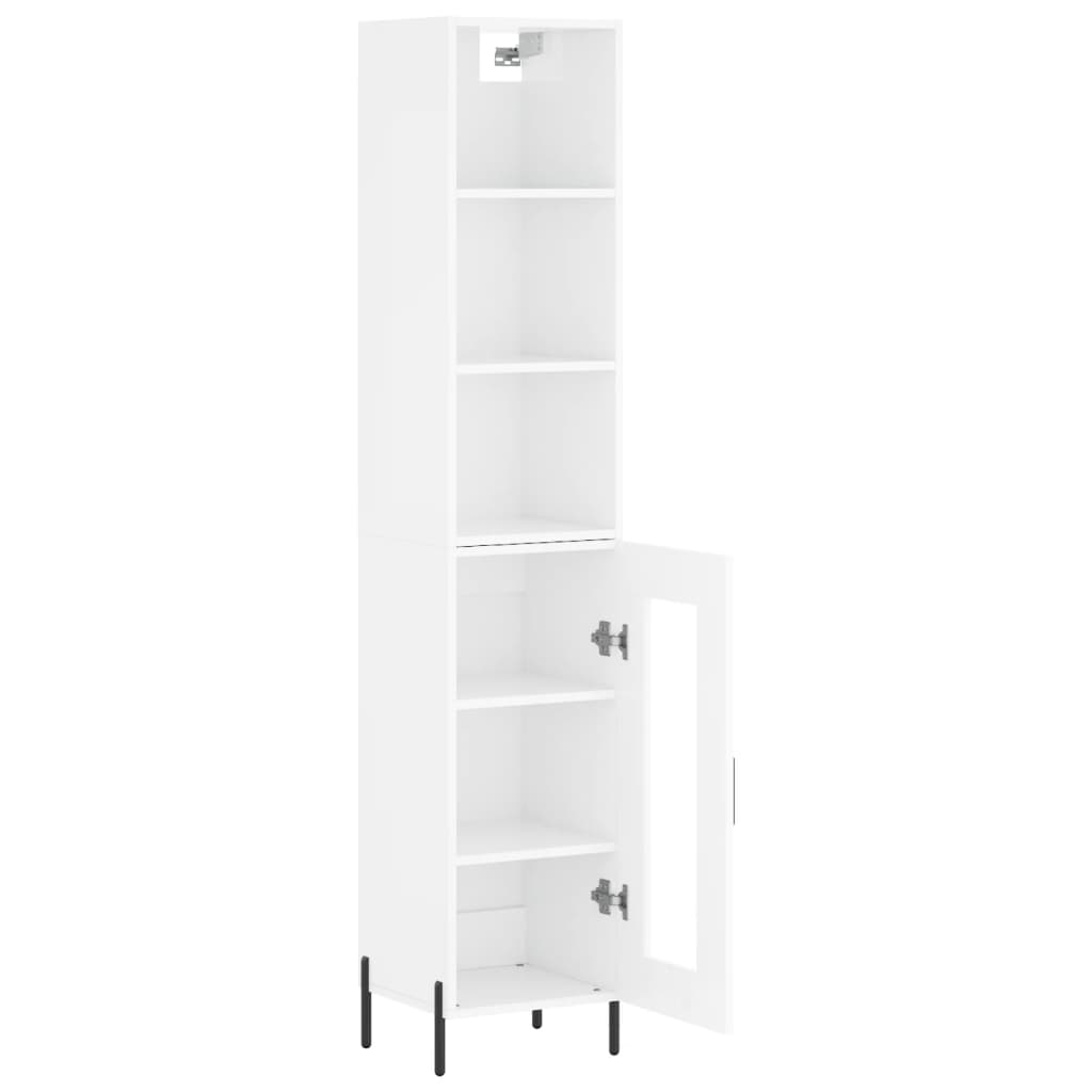 vidaXL Highboard høyglans hvit 34,5x34x180 cm konstruert tre