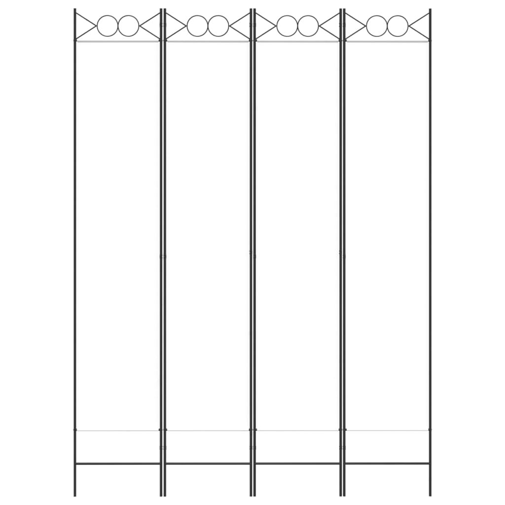 vidaXL Romdeler 4 paneler hvit 160x220 cm stoff